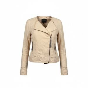 Michael Stars Women's‎ 100% Linen Cropped Moto Jacket Coastal Chic - Size Medium